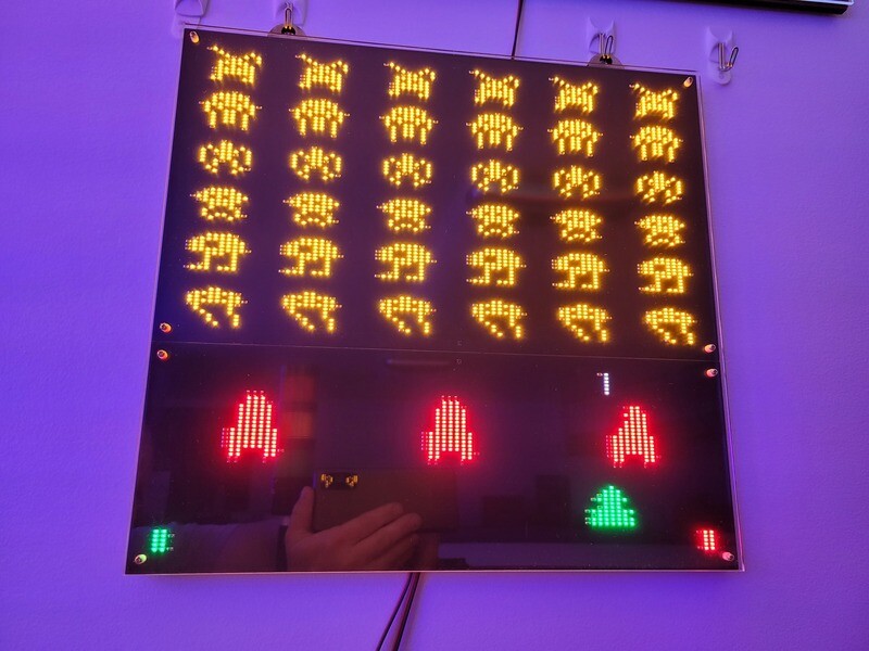 SPACE INVADERS LED sign. Over 1500 LED&#39;s, 13.4 inches wide!