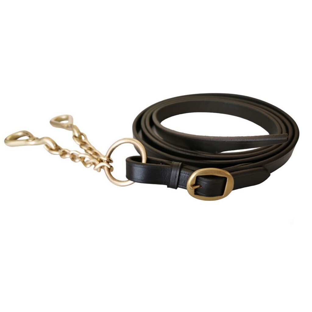 In-Hand show lead with brass argosy chain - HAVANA BROWN