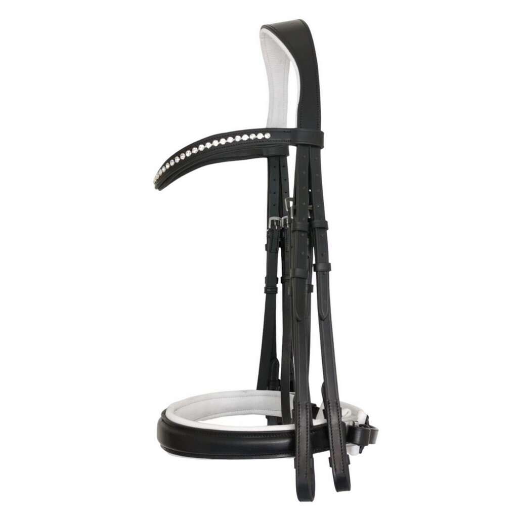 &#39;RENO&#39; - 3n1 combination bridle - white padded - with rubber backed reins
