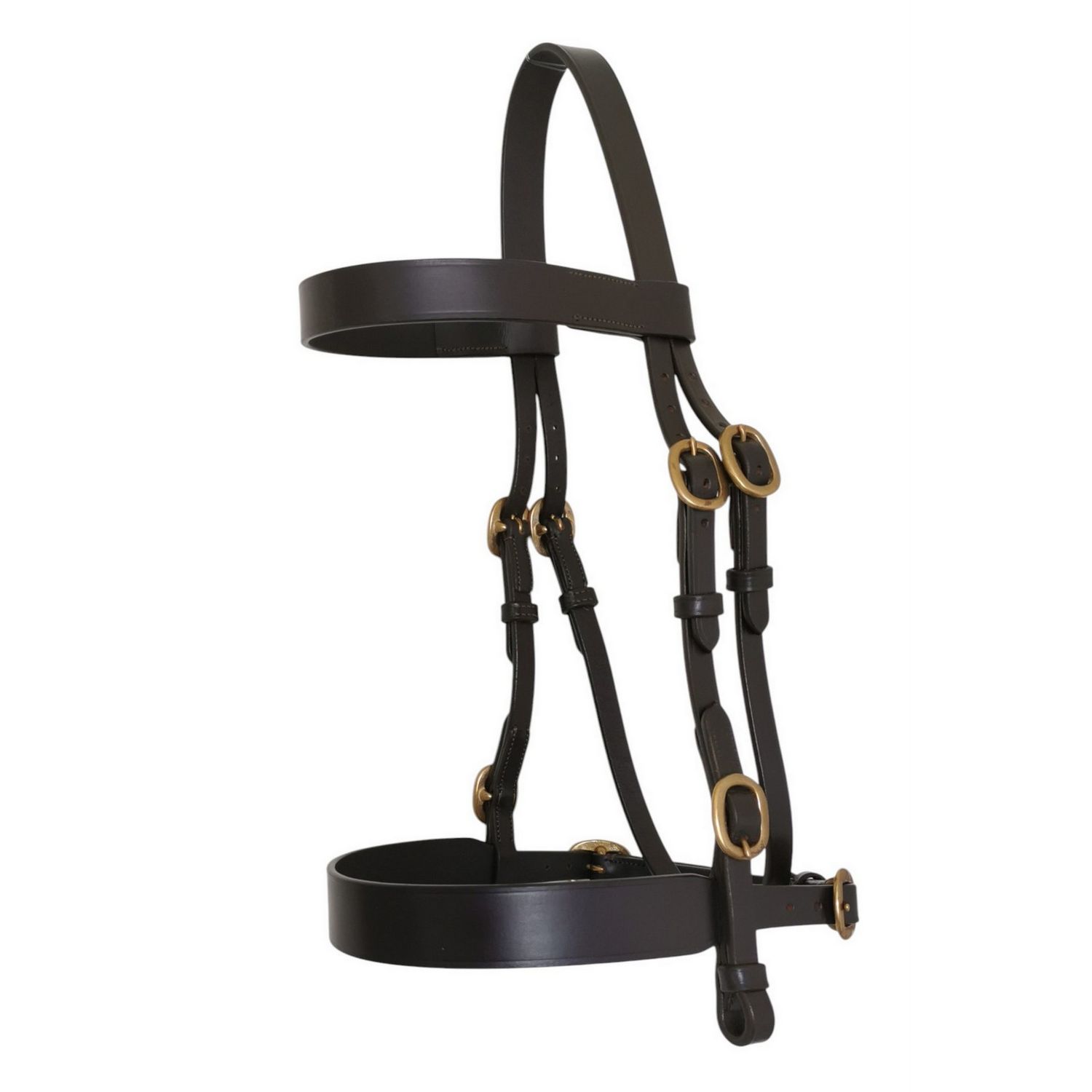 In-Hand show bridle WIDE Flat- Havana Brown - with lead - PONY