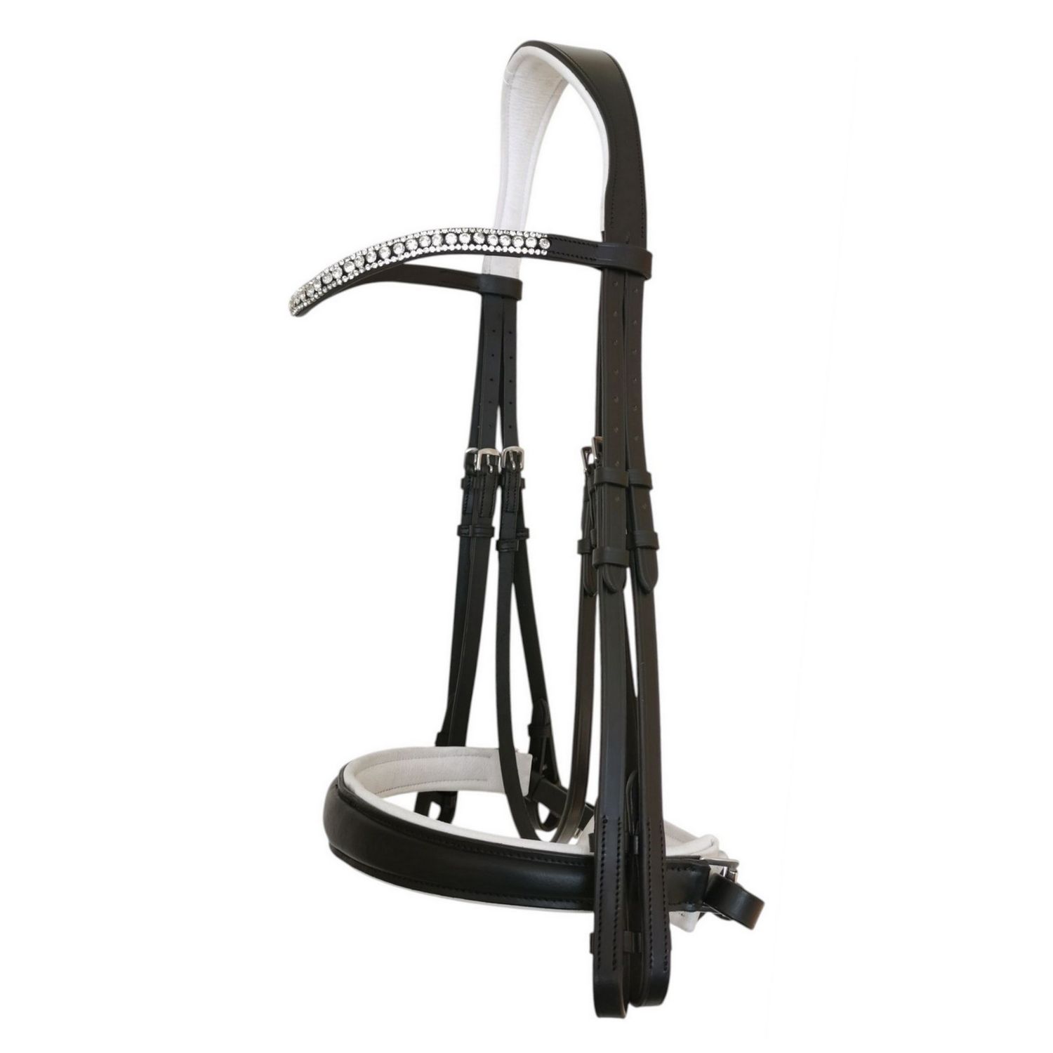 &quot;RIO&quot; Double bridle - white padded with reins - X-FULL