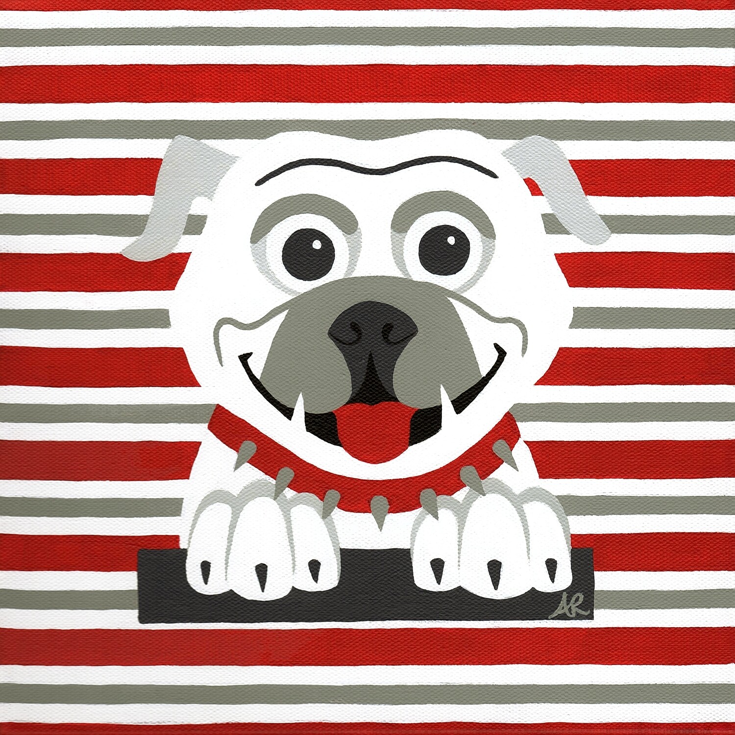 Red & White Bulldog w/ Stripes