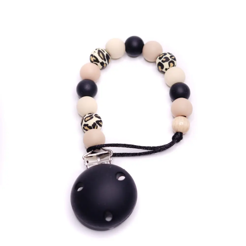 Dummy Clip Silicone – Leopard Black & Oatmeal