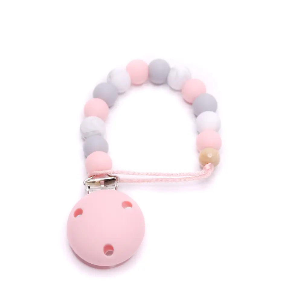 Dummy Clip Silicone – Pink, Grey & Marble