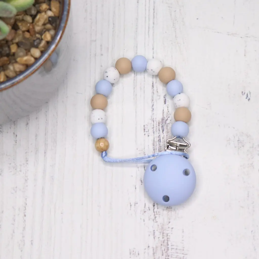 Dummy Clip Silicone – Trio Baby Blue, Oatmeal & Granite