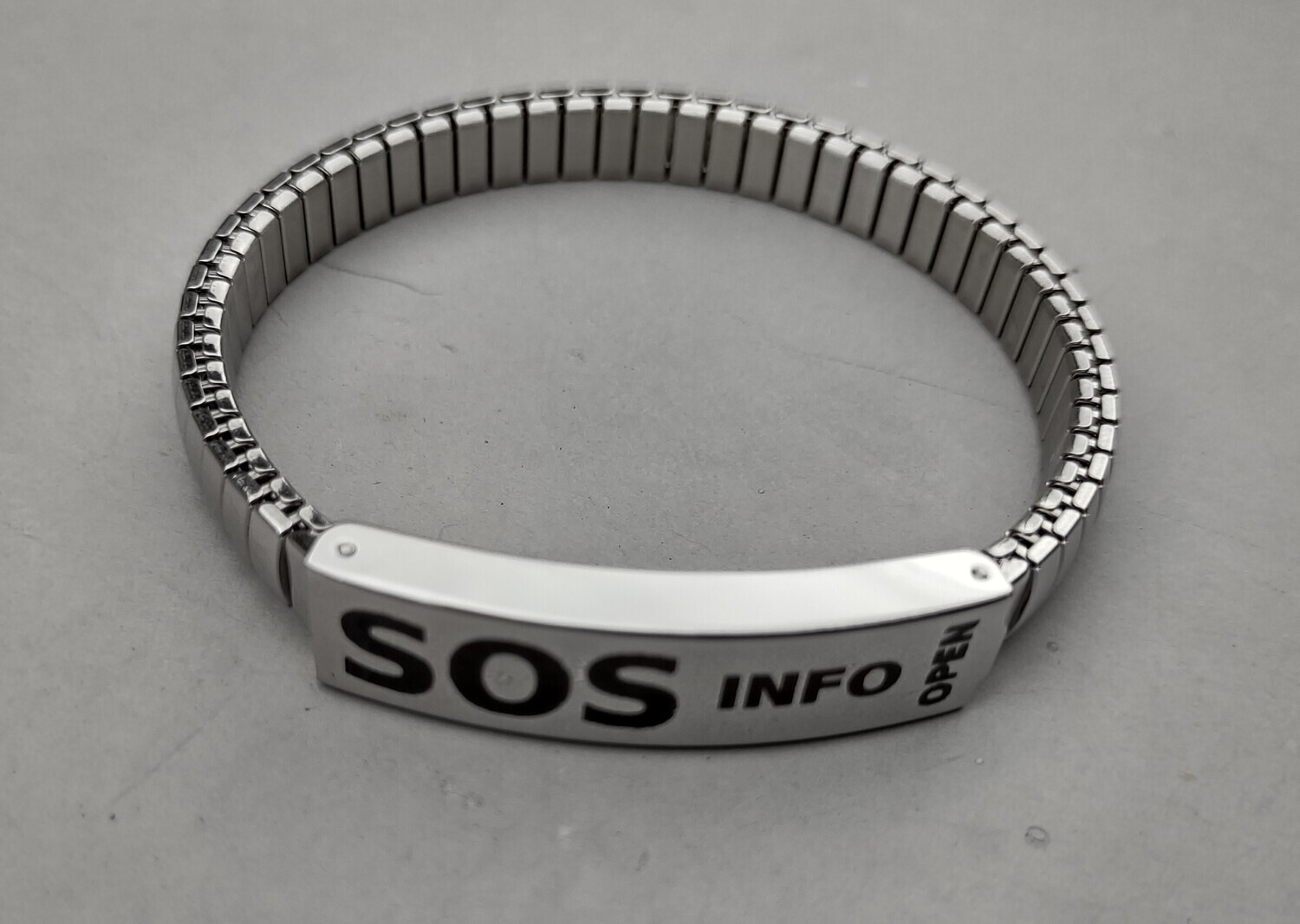SOS wristband, openable, steel, stretchy