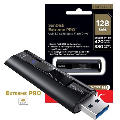 Clé USB Extreme PRO 3.2 4K Vitesse 420 Mo/s 128 Go Sandisk