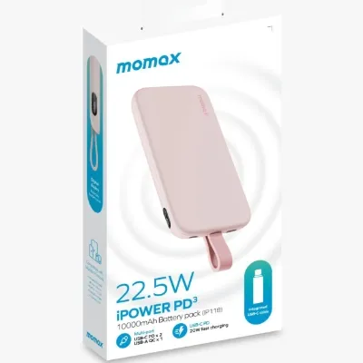Batterie Momax iPower PD 5 20000mAh Violet  Solution de charge 3 en 1 puissante pour les déplacements