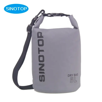 Dry Bag 5 Liters 500D PVC with Shoulder Strap - by Sinotop in Grey