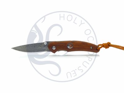 Crocodile II EDC - Premium-Taschenmesser - Edle Damast-Klinge mit 76 Lagen, exklusivem Roten Sandelholz Griff &amp; rostfreiem Edelstahlrahmen