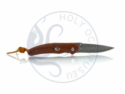 Crocodile II EDC - Couteau de poche premium - Lame en damas de qualité supérieure avec 76 couches, poignée exclusive en bois de santal rouge et cadre en acier inoxydable