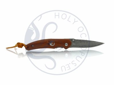 Crocodile II EDC - Premium-Taschenmesser - Edle Damast-Klinge mit 76 Lagen, exklusivem Roten Sandelholz Griff &amp; rostfreiem Edelstahlrahmen