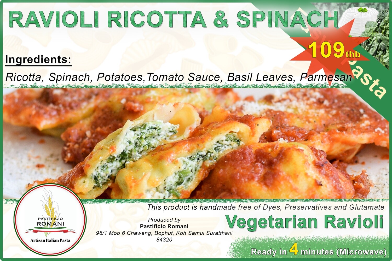 Ravioli - Ricotta & Spinach