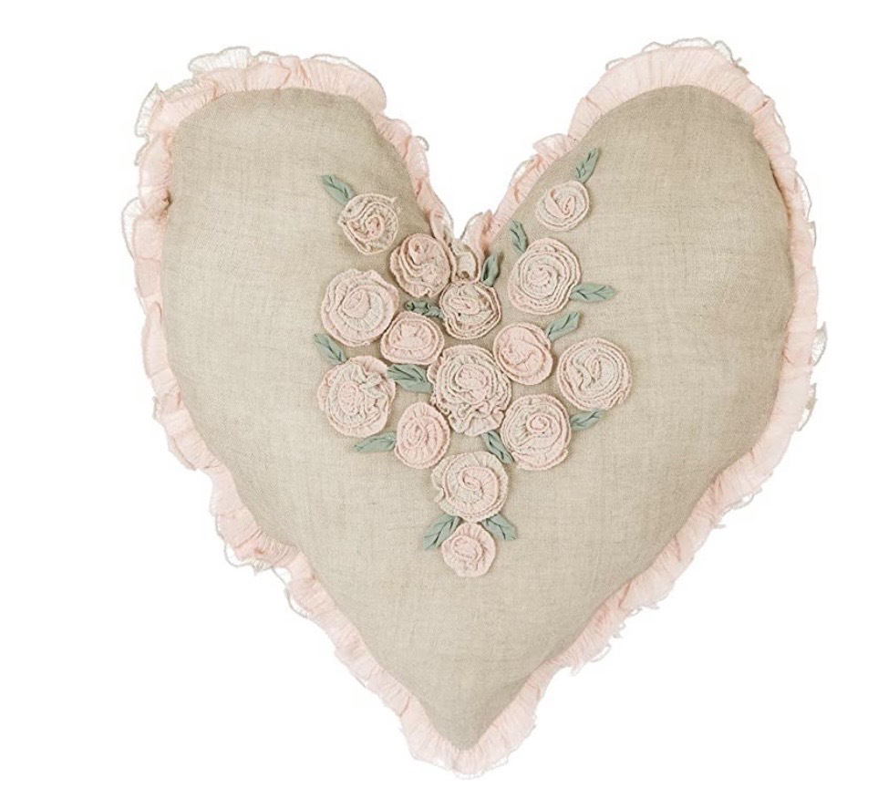 Cuscino Cuore con Rose Sentimento Blanc Mariclò