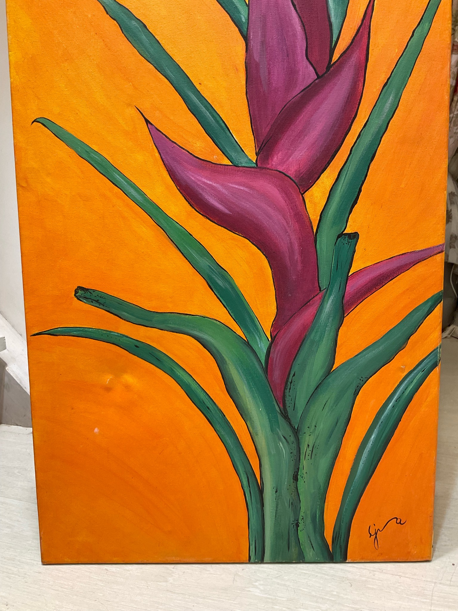 Tela dipinta a mano fiore