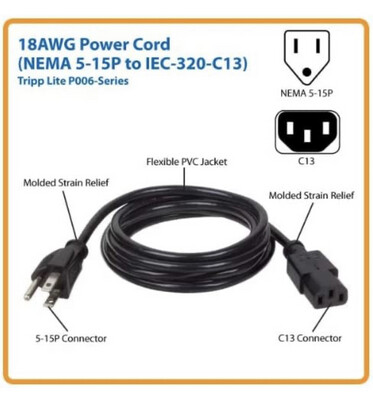 Tripp Lite Power Cord 10ft 5-15