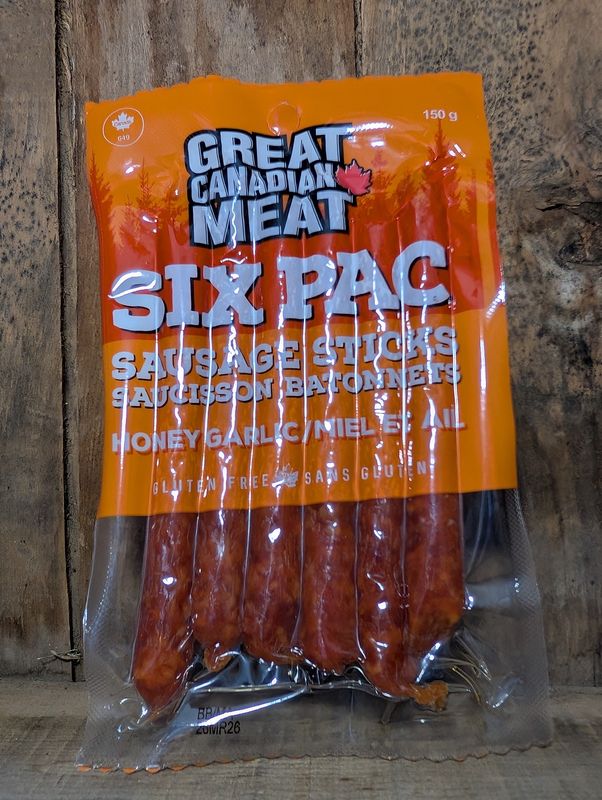 Great Canadian Meat - SIX PAC Honey Garlic Sausage Sticks 150g