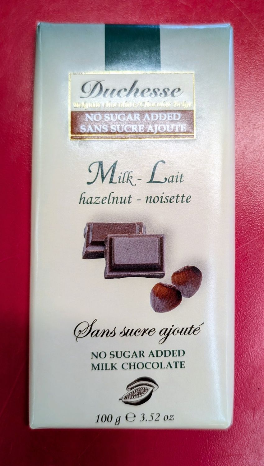 Duchesse - No Sugar Added Milk Chocolate Hazelnut 100g