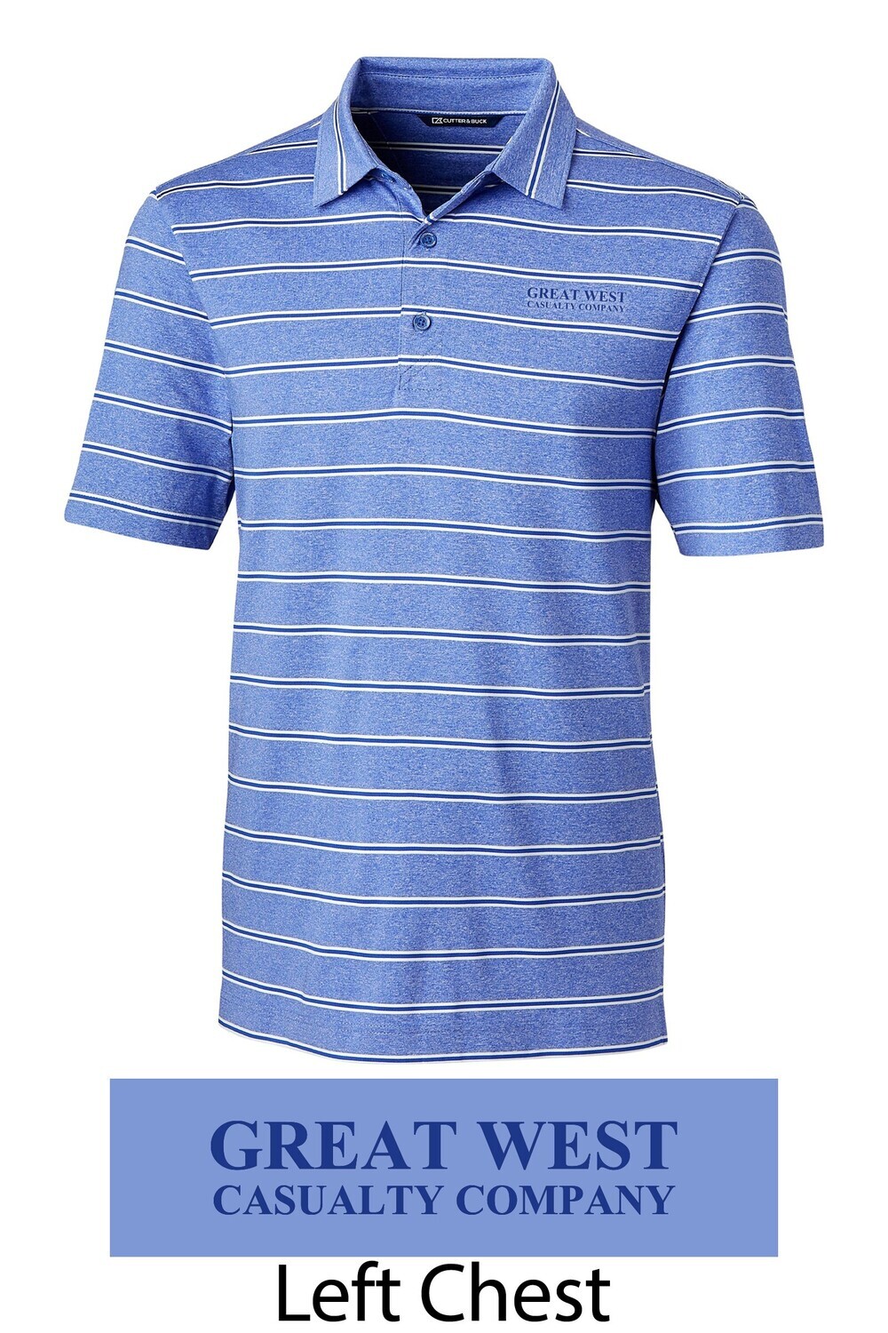Forge Heathered Chelan Blue Stripe Polo