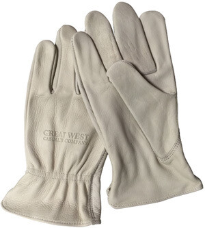 Great West Buffalo White Leather Gloves