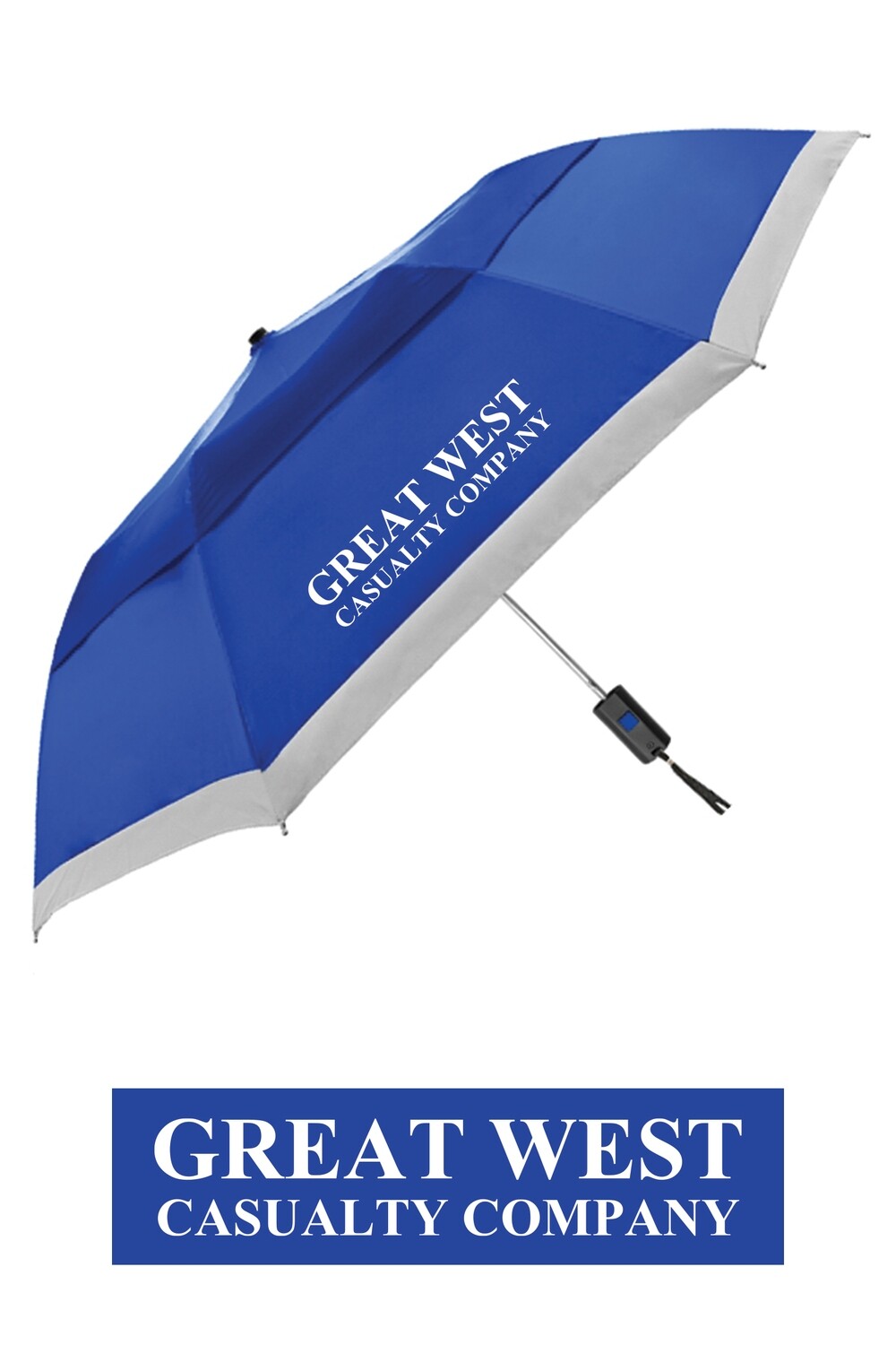 Great West Blue Lifesaver Auto Open Vented Reflective Umbrella