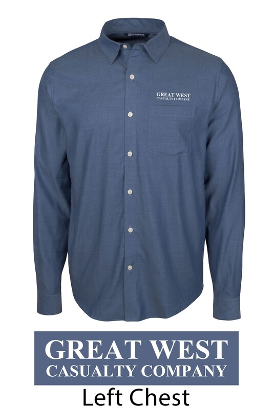 Mens Cutter &amp; Buck Indigo Twill Long Sleeve Shirt