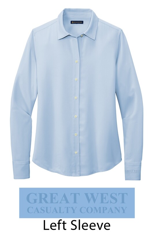 Great West Brook&#39;s Brothers Heritage Blue Satin Blouse