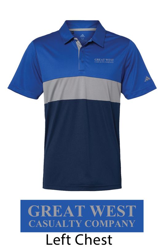 Adidas Block Polo - Royal/Grey/Navy