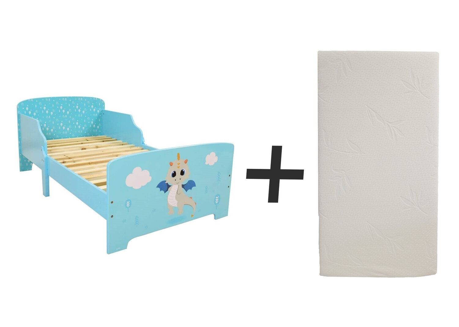 LEON LE DRAGON - Lit 140 x 70  cm - Sommier et matelas climatisé (face été / hiver) inclus - FUN HOUSE