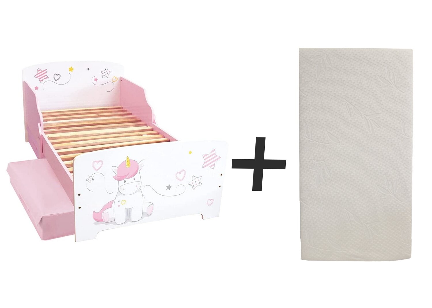 LICORNE - Lit avec 2 tiroirs 140 x 70  cm - Sommier et matelas droit inclus - FUN HOUSE