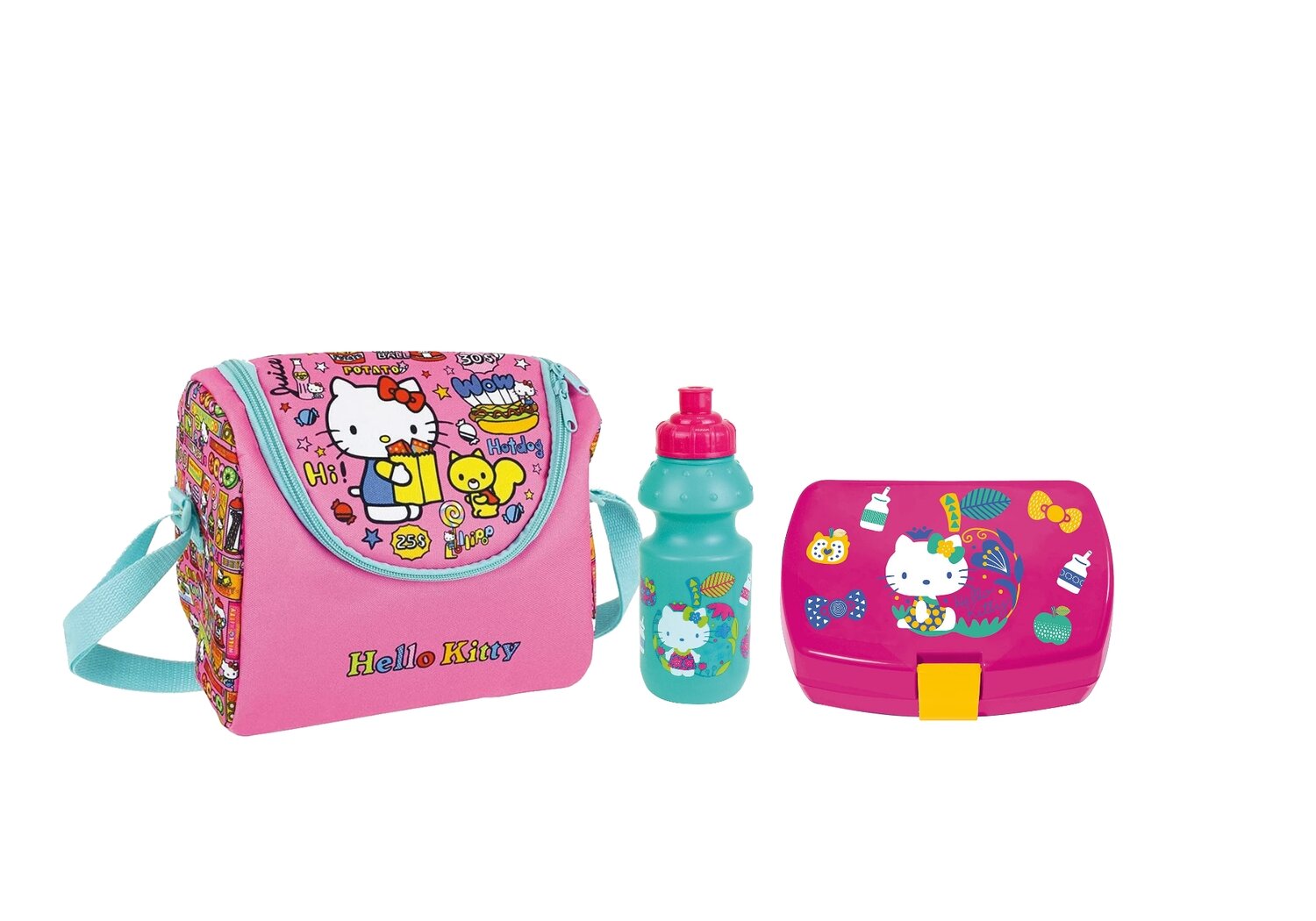 HELLO KITTY - Ensemble goûter 3 pièces (boite goûter, gourde, sac isotherme)