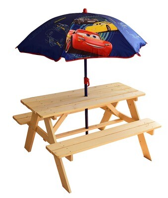 DISNEY CARS - Table de pique-nique avec parasol