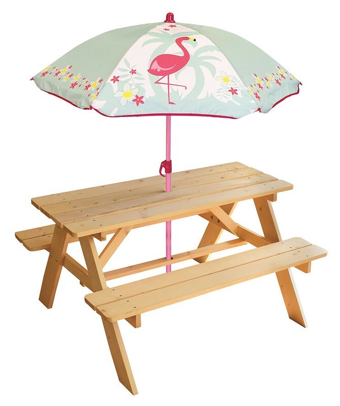 FLAMANT ROSE - Table de pique-nique avec parasol FLAMANT ROSE - Table de pique-nique avec parasol