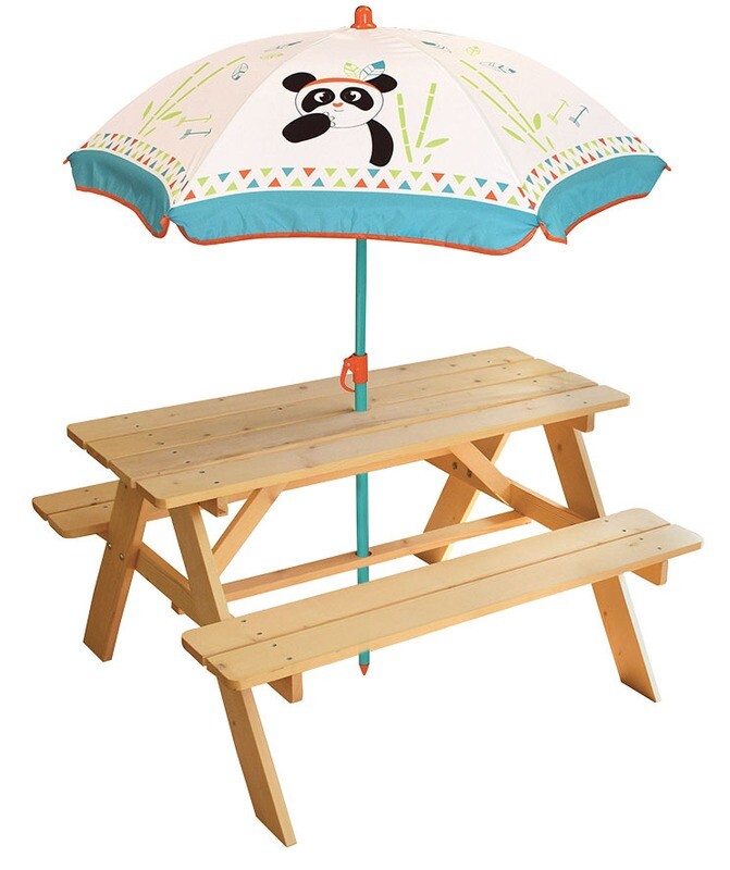 INDIAN PANDA - Table de pique-nique avec parasol INDIAN PANDA - Table de pique-nique avec parasol