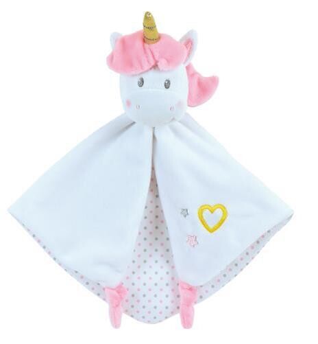 LICORNE - Doudou +/-32  cm avec hochet, Blanc Rose