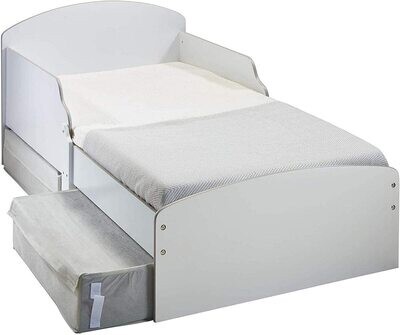 Lit pour enfants en bois blanc avec 2 bacs de rangement