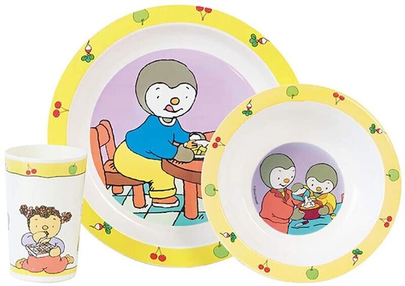 T'CHOUPI - Ensemble repas (assiette, bol, verre)
