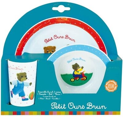 PETIT OURS BRUN - Ensemble repas (assiette, bol, verre)
