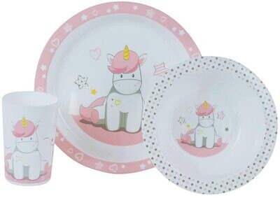 LICORNE - Ensemble repas (assiette, bol, verre)