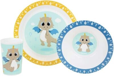LEON LE DRAGON - Ensemble repas (assiette, bol, verre)