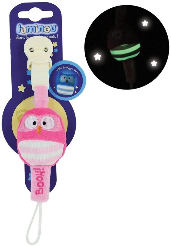 LUMINOU - BOOH - Accorche tétine peluche 22 cm
