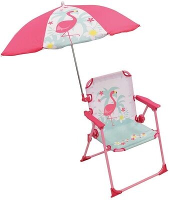FLAMANT ROSE - Chaise pliante avec parasol