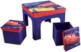 DISNEY CARS - Ensemble table + 2 tabourets de rangement pliables