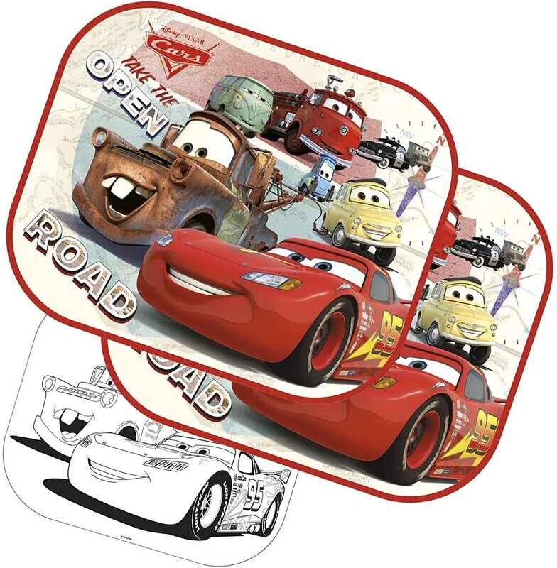 DISNEY CARS - Pare-Soleil à  ventouses pour voiture (2 PCS) + Poster à  colorier 45 x 1,0 x 36,0 cm