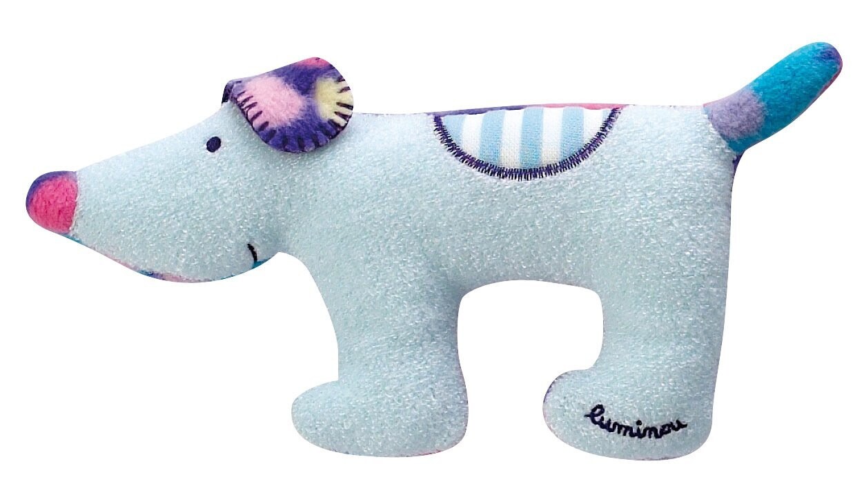 LUMINOU - CHIEN - CHAT - SOURIS - Peluche 15 cm, Modèle: Chien bleu