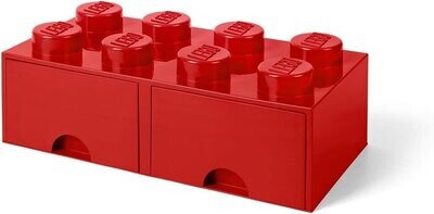 LEGO - Brique rouge de rangement empilable 8 plots avec tiroirs