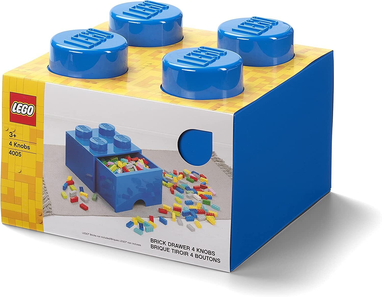 LEGO - Brique bleue de rangement empilable 4 plots avec tiroir