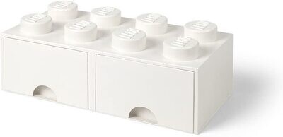 LEGO - Brique blanche de rangement empilable 8 plots avec tiroirs