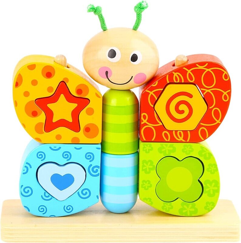 PAPILLON - Jouet en bois pour tout-petits  - Jouets éducatifs empilables