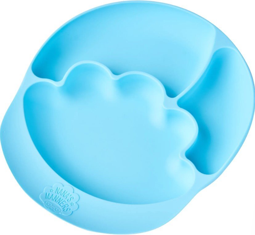 Assiette compartimentée en silicone à ventouse - Hexagone Bleu